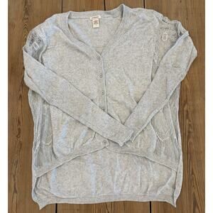 Women's Sundance Cardigan Lace Sweater‎ Gray Hi Low Hem Small Cashmere Cotton